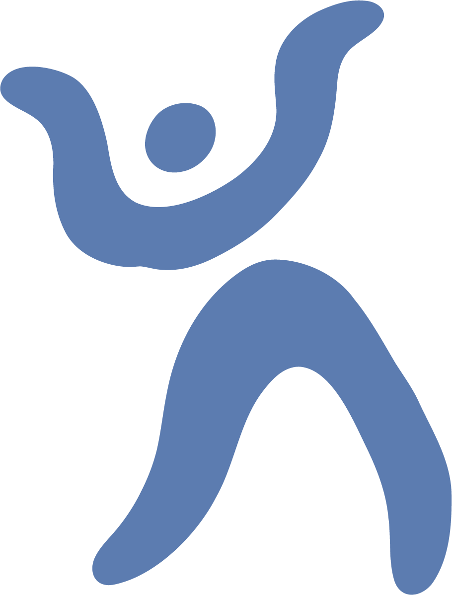 Abstract blue figure in dynamic pose