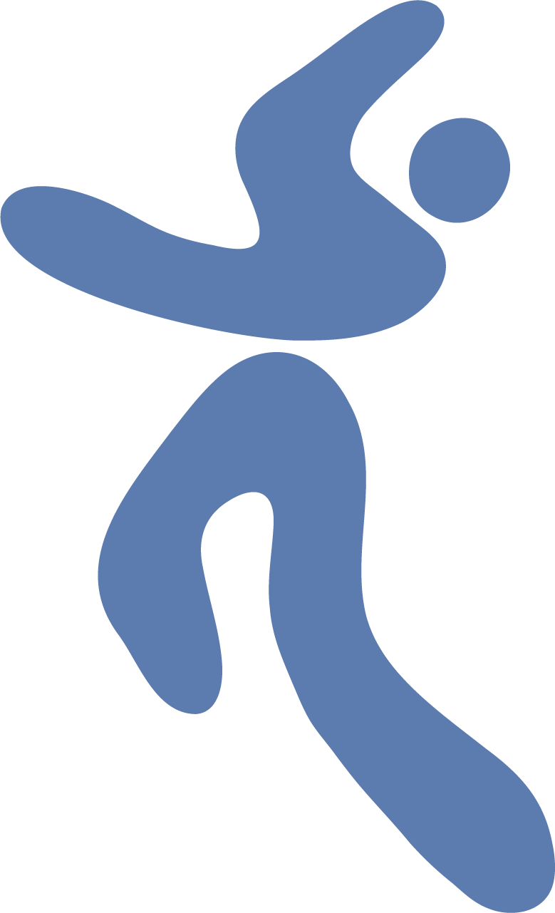 Abstract blue figure in dynamic pose